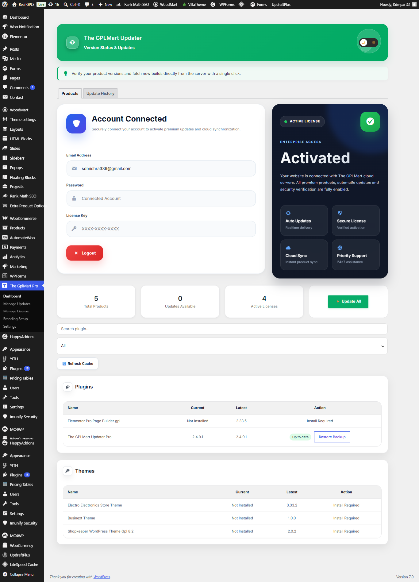 GPLMart Updater Dashboard